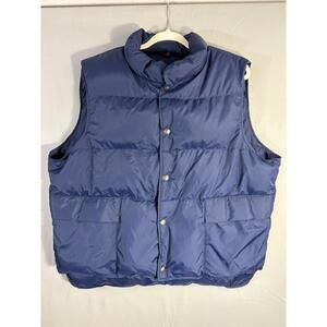 Woolrich Men Down Puffer Vest Size XL Blue Snap-up Hiking Winter VTG USA